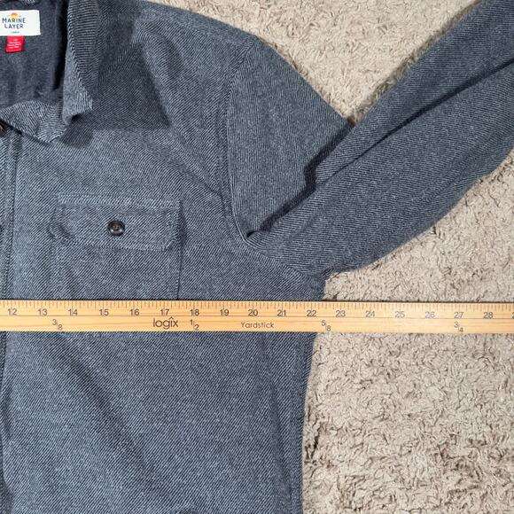 Marine Layer Size Large Toph Camping Shirt Grey Shacket Pockets Lined Button Up - Picture 5 of 7